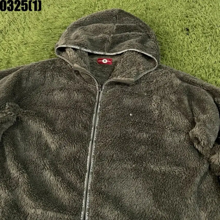 [BUNJANG] Converse Fleece Hoodie Jacket Brown XL / 컨버스 플리스 후리스 후드집업 브라운 XL