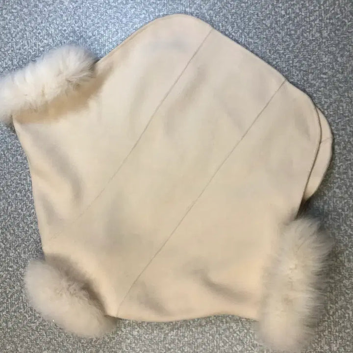 [BUNJANG] Real Wool &amp; Fox Fur Cape Poncho Coat / 리얼 양모100% 폭스100% 케이프 판쵸 망또 망토 울 판초 달천깔코트