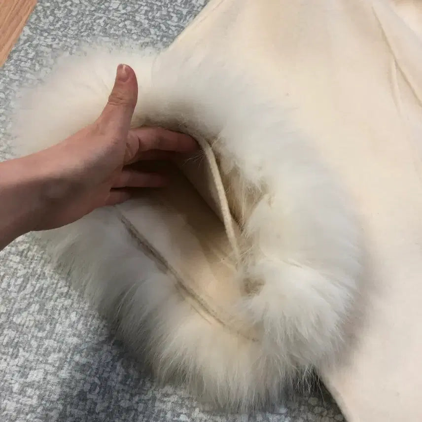 [BUNJANG] Real Wool &amp; Fox Fur Cape Poncho Coat / 리얼 양모100% 폭스100% 케이프 판쵸 망또 망토 울 판초 달천깔코트