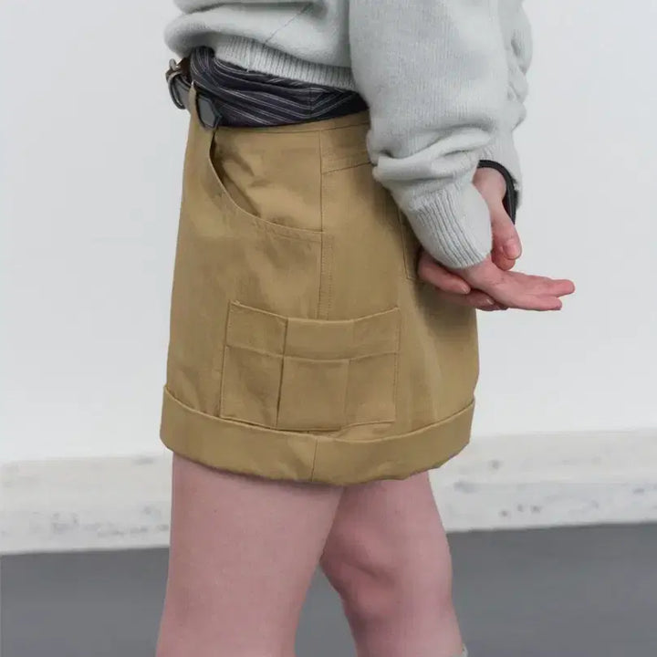 [BUNJANG] Poeto Ease Cotton Fold Shorts - Beige / 포에토 Ease cotton fold shorts-beige