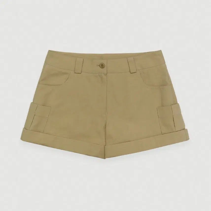[BUNJANG] Poeto Ease Cotton Fold Shorts - Beige / 포에토 Ease cotton fold shorts-beige