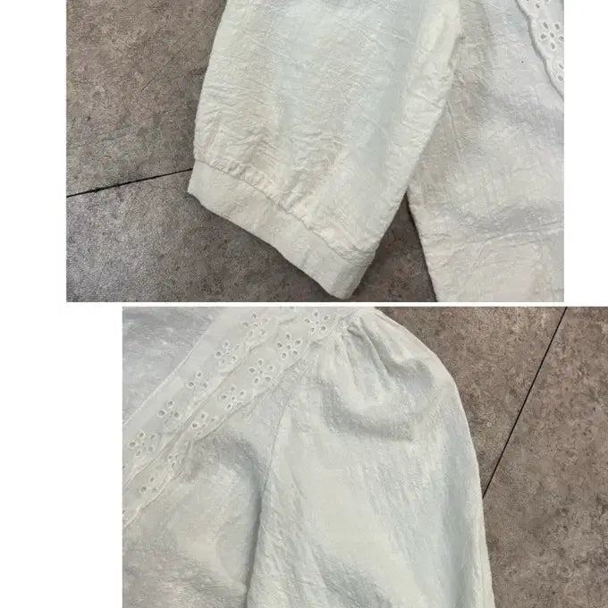 [SOLD OUT] 빈티지 펀칭 반팔 블라우스 화이트 