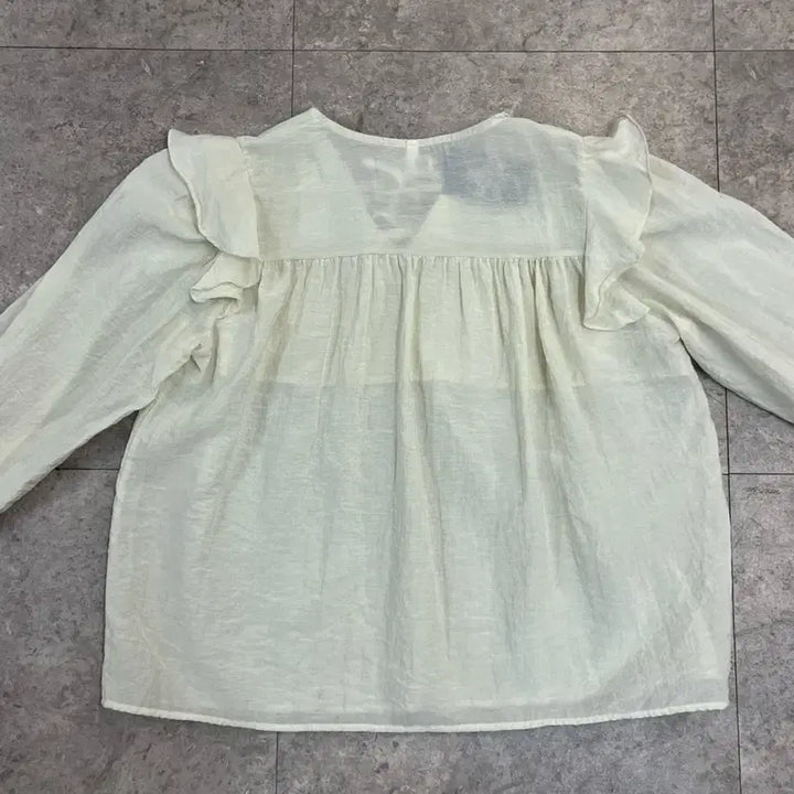 [BUNJANG] Vintage Frill Blouse Beige / 빈티지 프릴 블라우스 베이지 