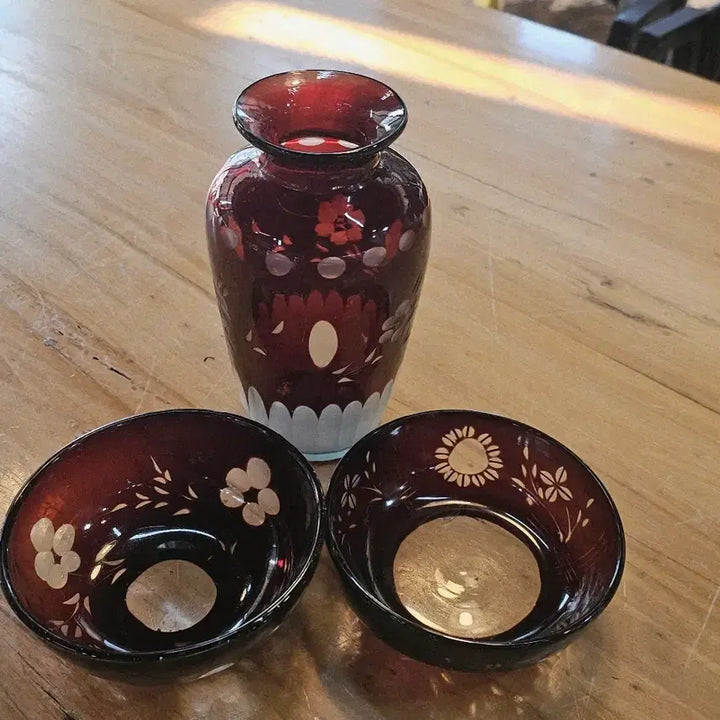 [BUNJANG] Antique Purple Glass Bottles / 옛 자주색 유리병 그릇들.    귀한.   병높이18