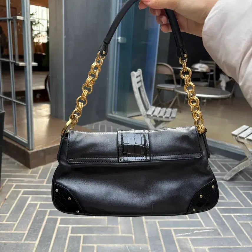 [BUNJANG] METROCITY Black Chain Shoulder Bag / METROCITY메트로시티 블랙 체인 숄더백