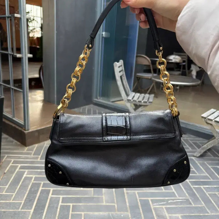 [BUNJANG] METROCITY Black Chain Shoulder Bag / METROCITY메트로시티 블랙 체인 숄더백