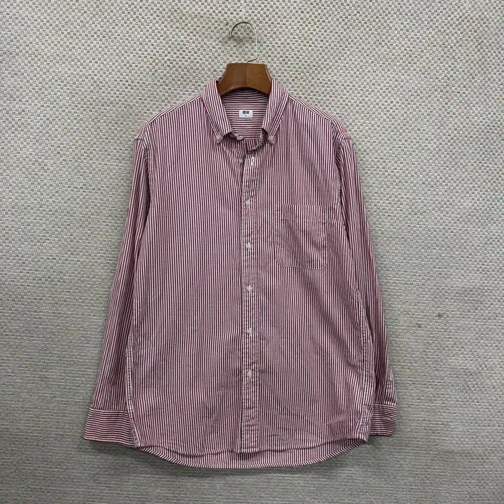 [BUNJANG] Uniqlo Casual Striped Long Sleeve Shirt M / 유니클로 캐주얼 스트라이프 긴팔 셔츠 M A08055