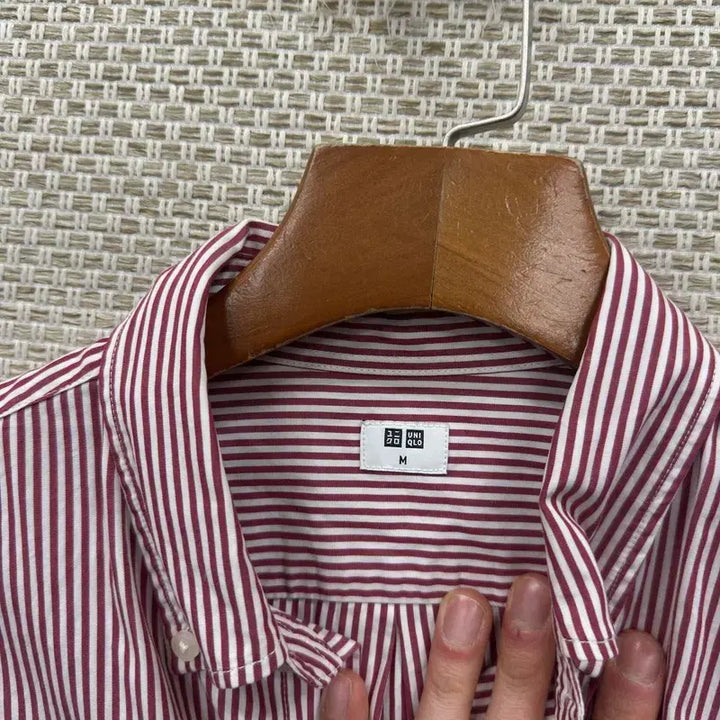 [BUNJANG] Uniqlo Casual Striped Long Sleeve Shirt M / 유니클로 캐주얼 스트라이프 긴팔 셔츠 M A08055