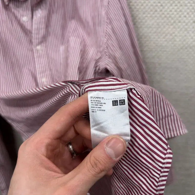 [BUNJANG] Uniqlo Casual Striped Long Sleeve Shirt M / 유니클로 캐주얼 스트라이프 긴팔 셔츠 M A08055