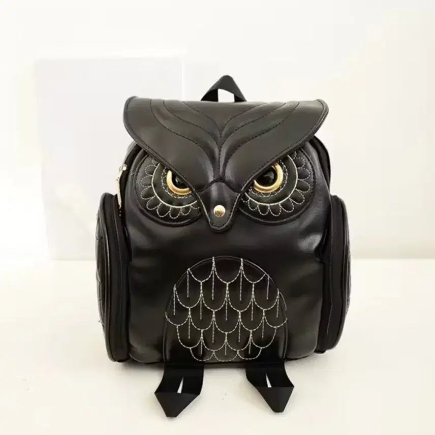 [BUNJANG] Owl Design Black Backpack / 새제품)부엉이 디자인 블랙 백팩 가방