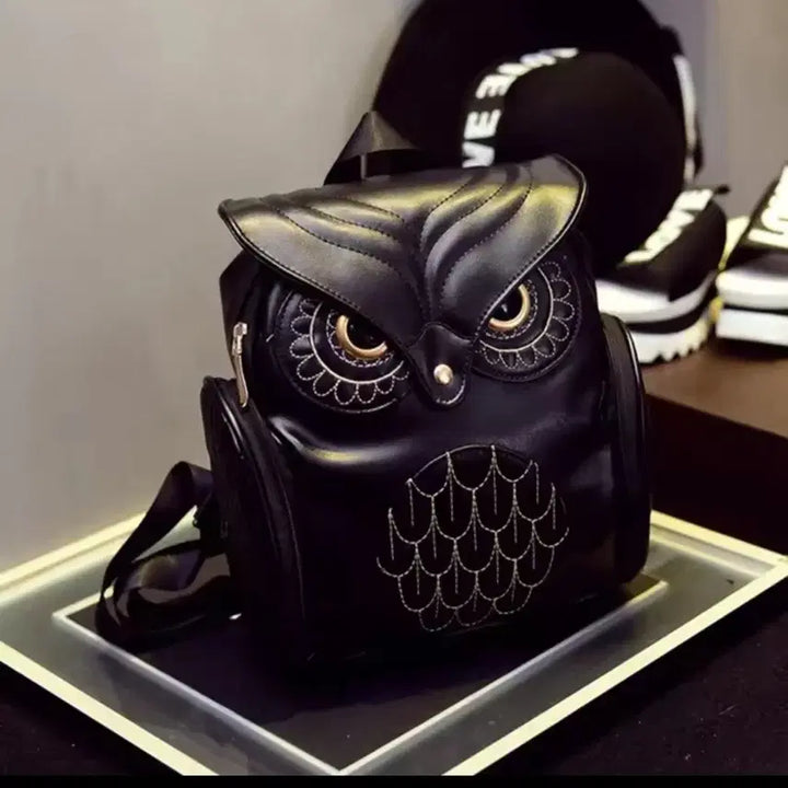 [BUNJANG] Owl Design Black Backpack / 새제품)부엉이 디자인 블랙 백팩 가방