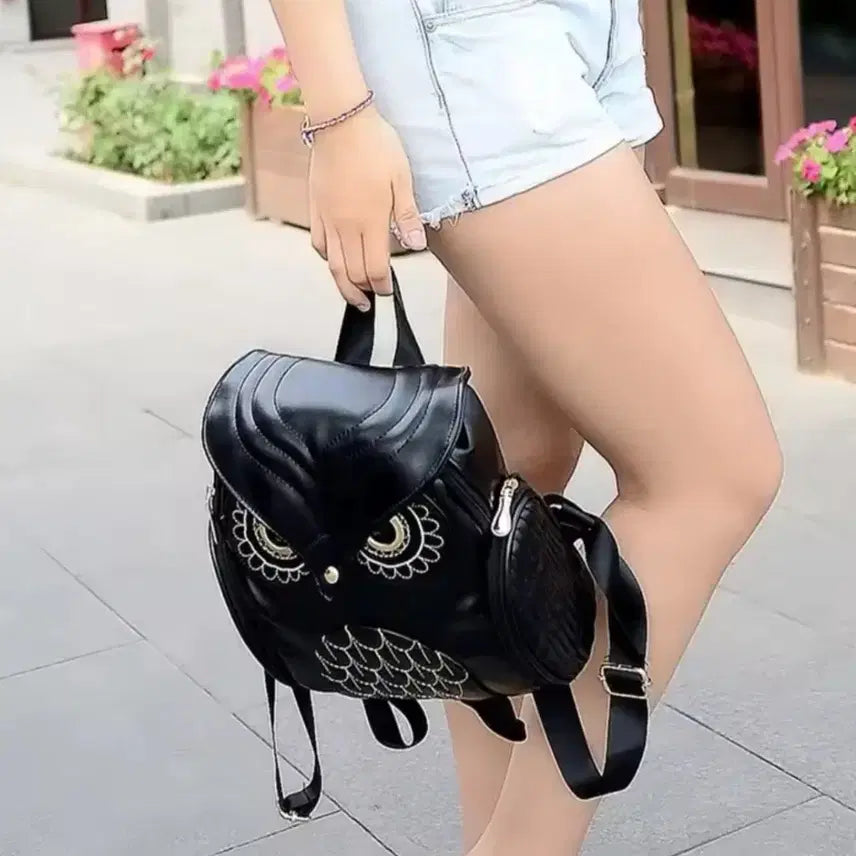 [BUNJANG] Owl Design Black Backpack / 새제품)부엉이 디자인 블랙 백팩 가방