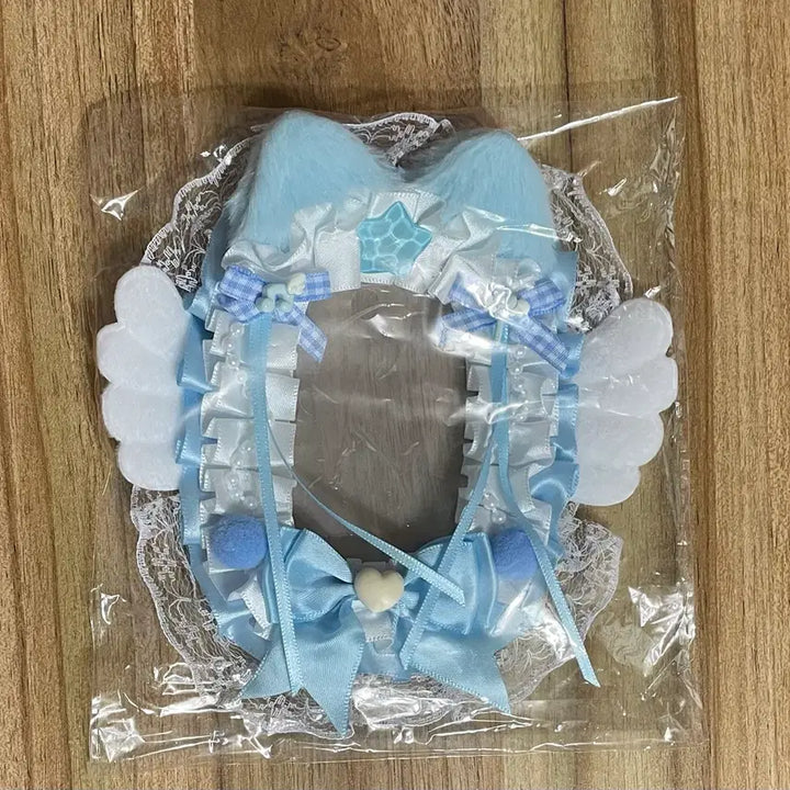 [SOLD OUT] 리본 레이스 탑꾸 포카홀더 탑로더 수제 고양이 하늘 블루 천사 날개 하트