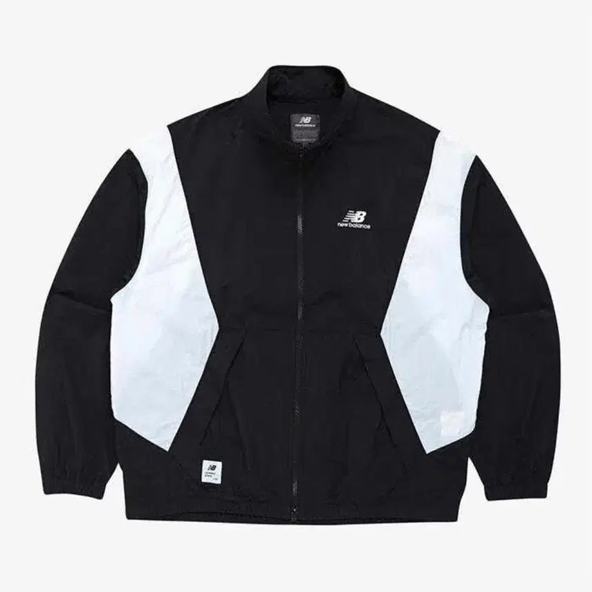 [BUNJANG] New Balance Black/White Color Block Windbreaker Jacket L / 뉴발란스 블랙/화이트 바람막이 자켓 L 새상품