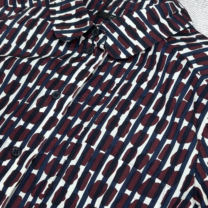 [BUNJANG] COS Burgundy Navy Round Collar Shirt (Women&