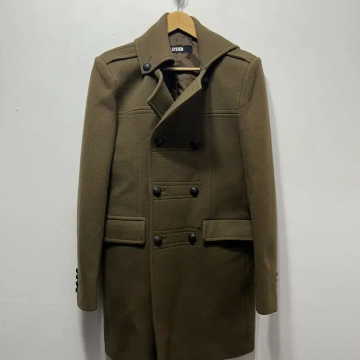 [BUNJANG] SYSTEM Double Breasted Coat Khaki (Size 100) / 시스템 SYSTEM 더블 브레스티드 코트 카키 100사이즈
