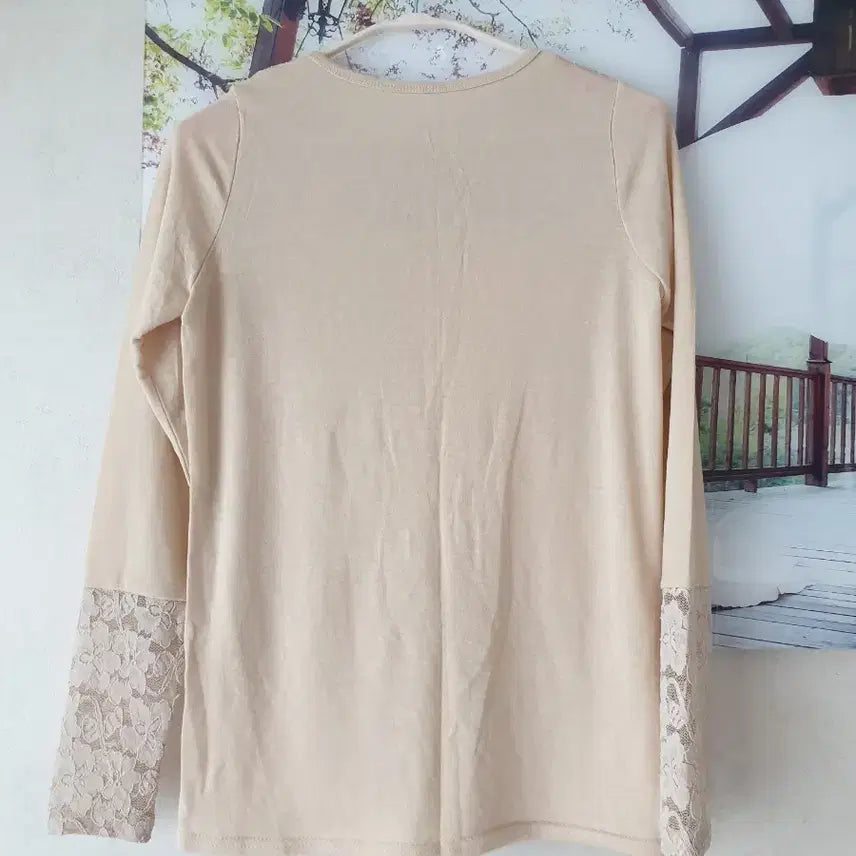 [BUNJANG] Lace Beige Knit Top / 레이스 고급 니트티 55 S (보들보들재질) 베이지