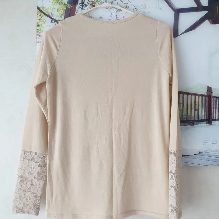 [BUNJANG] Lace Beige Knit Top / 레이스 고급 니트티 55 S (보들보들재질) 베이지
