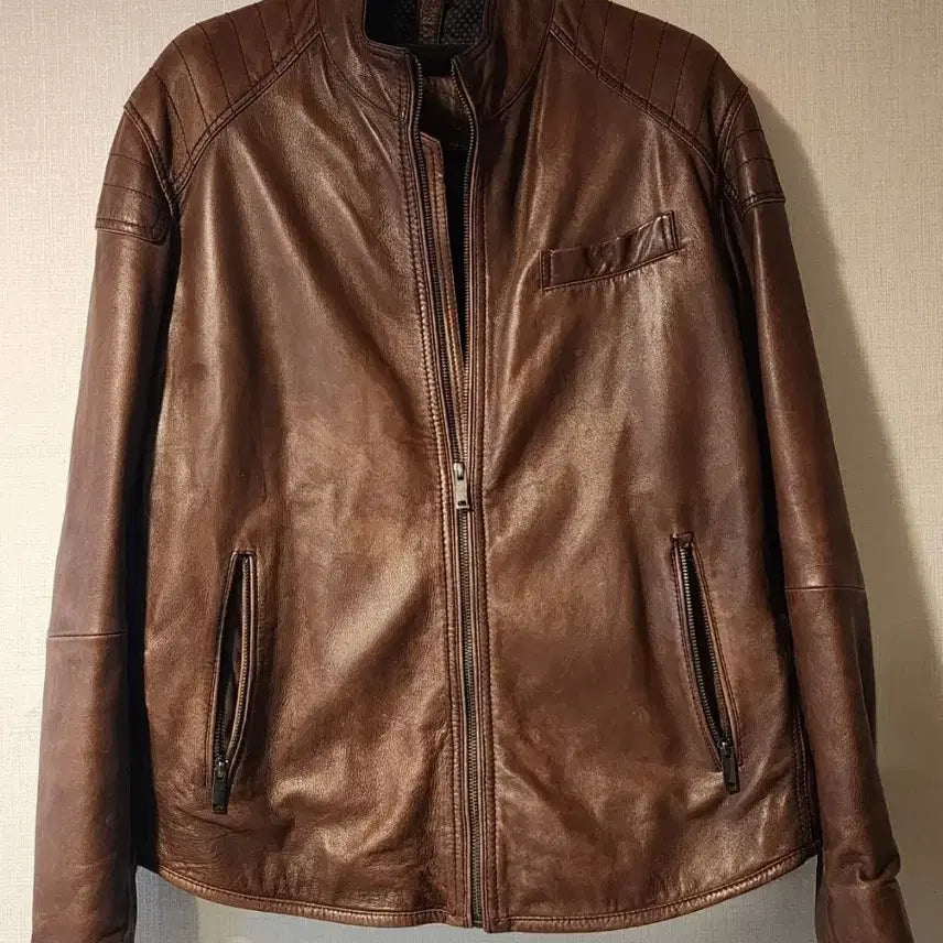 [BUNJANG] LUOMO Brown Lambskin Leather Jacket / LUOMO 브라운 양가죽 자켓 100