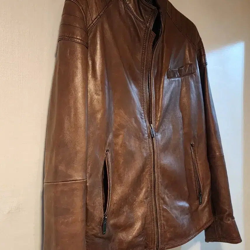 [BUNJANG] LUOMO Brown Lambskin Leather Jacket / LUOMO 브라운 양가죽 자켓 100