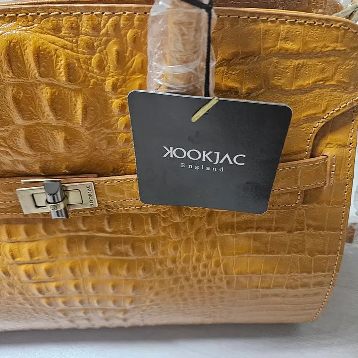 [BUNJANG] Kujak Cayman Leather Shoulder Bag Tote Yellow / 쿠작  카이만 가죽 숄더백 가방  옐로우 토트백