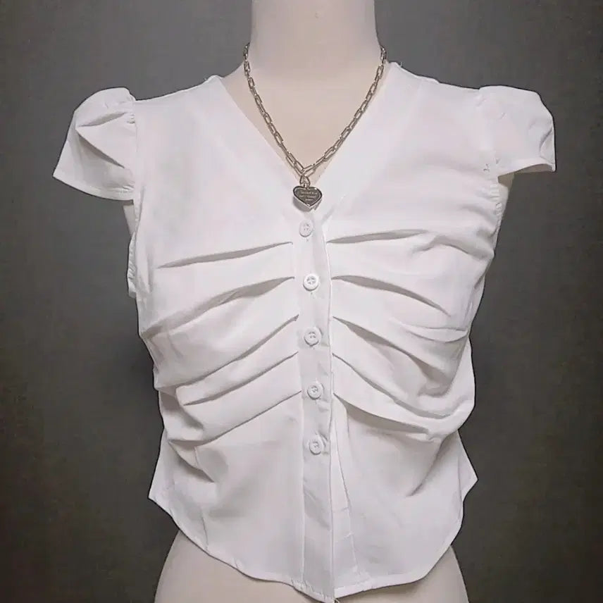 [BUNJANG] Daily More Shirring Blouse White / 데일리모어 셔링 블라우스 화이트