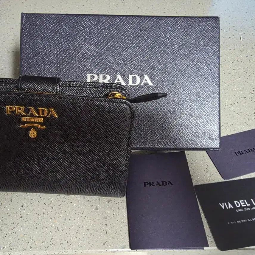 [BUNJANG] Prada Saffiano Bi-fold Wallet Black / 프라다 사피아노 반지갑 블랙 풀박스