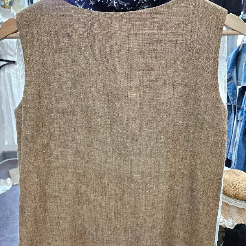 [BUNJANG] Linen Blend Vest Brown / 린넨/마 베스트 브라운(55)