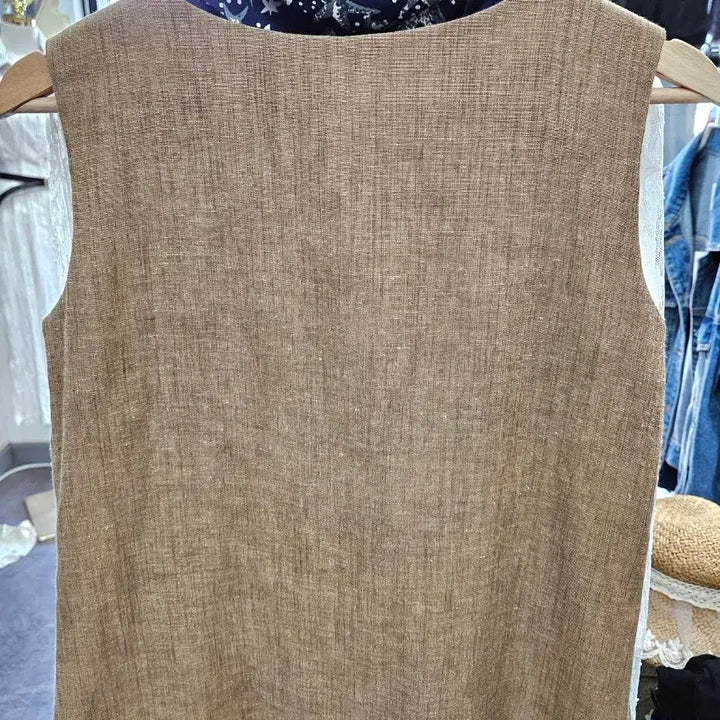 [BUNJANG] Linen Blend Vest Brown / 린넨/마 베스트 브라운(55)