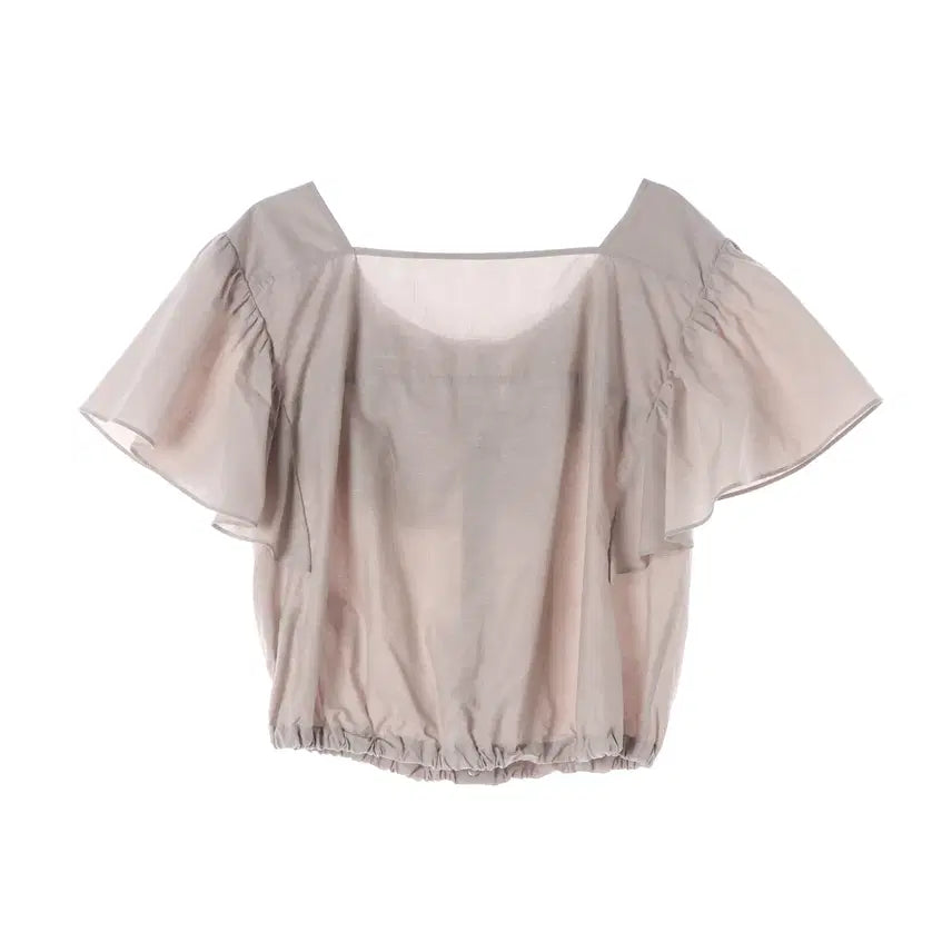 [BUNJANG] SYSTEM 22SS Linen Ruffle String Crop Blouse / 시스템 22SS 린넨 러플 스트링 크롭 블라우스