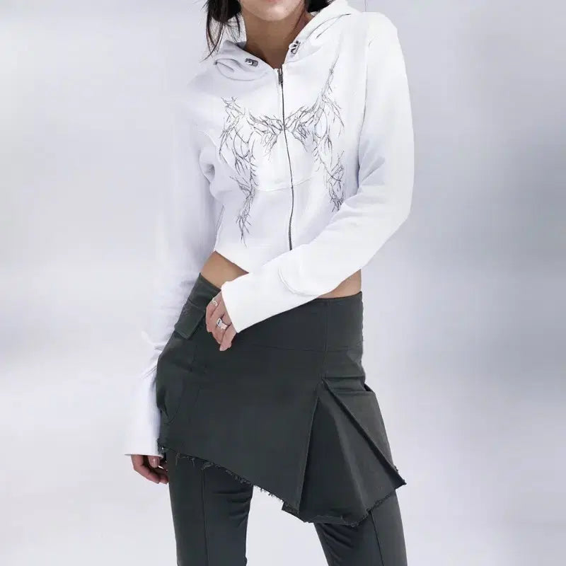 [BUNJANG] Hug Your Skin Slim Hoodie Zip-up White / 허그유어스킨 슬림 후디 집업 화이트