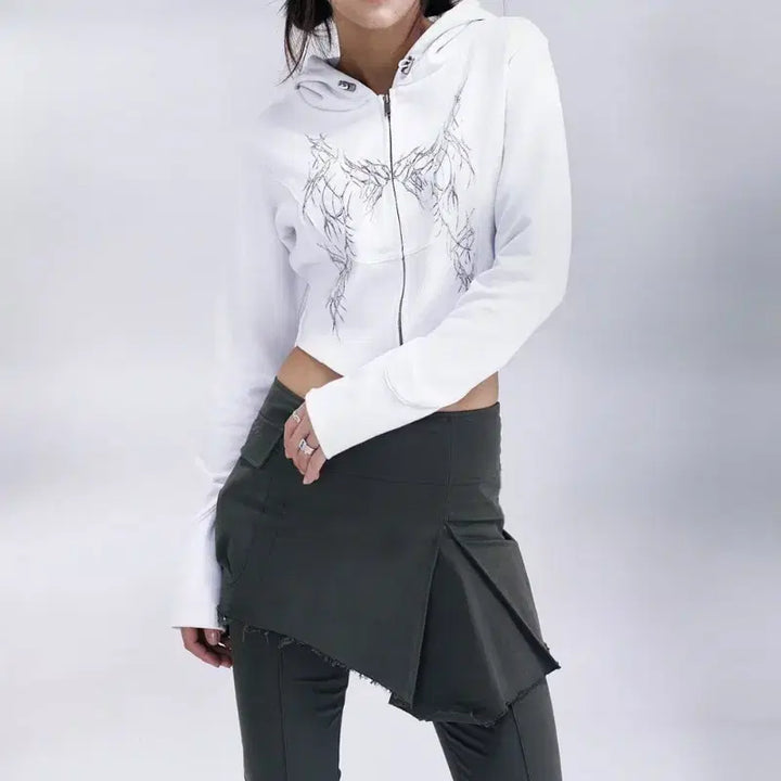 [BUNJANG] Hug Your Skin Slim Hoodie Zip-up White / 허그유어스킨 슬림 후디 집업 화이트