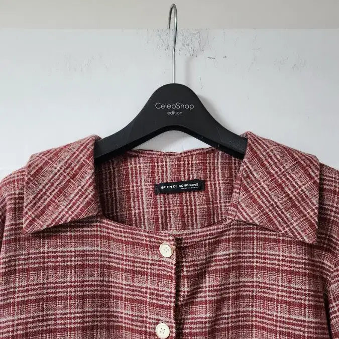 [BUNJANG] Salon de Bone Jong Checkered Short Shirt / 살롱드보네종 체크 숏 셔츠