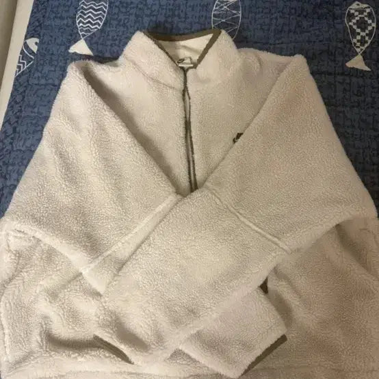 [BUNJANG] Nike Ivory Fleece Half-Zip Pullover (Size 110) / 정품) 나이키 아이보리 뽀글이 플리스 반집업 110