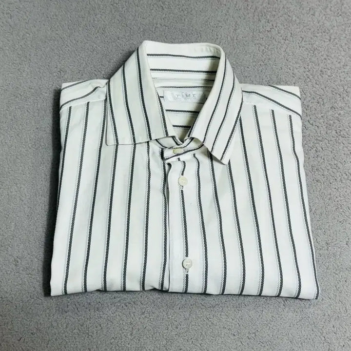 [BUNJANG] TIME HOMME Striped Button-Up Shirt / TIME HOMME 타임옴므 스트라이프 셔츠 /솔리드 시스템 띠어리