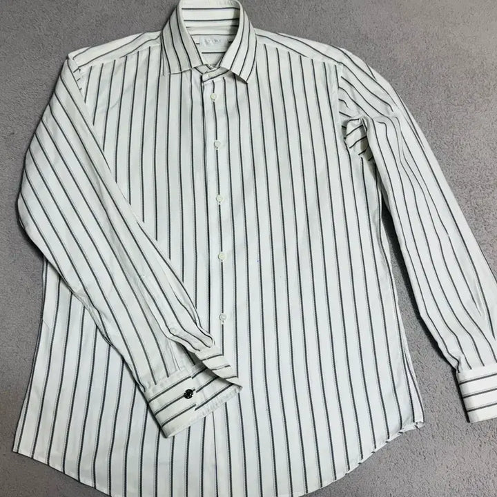 [BUNJANG] TIME HOMME Striped Button-Up Shirt / TIME HOMME 타임옴므 스트라이프 셔츠 /솔리드 시스템 띠어리