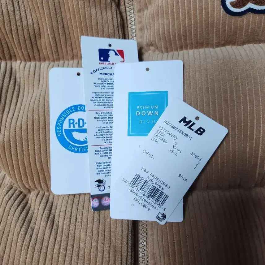 [BUNJANG] MLB Basic Corduroy Short Padded Jacket (Beige) - Size S / mlb 베이직 코듀로이 숏패딩 B (Beige)