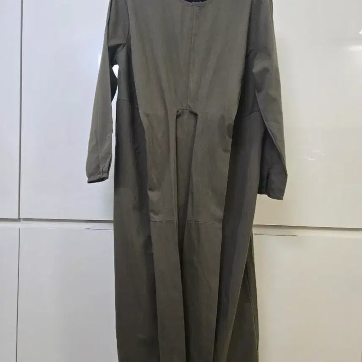 [BUNJANG] Khaki Waist Tie Long Dress / 카키색 허리 묶음 롱 원피스