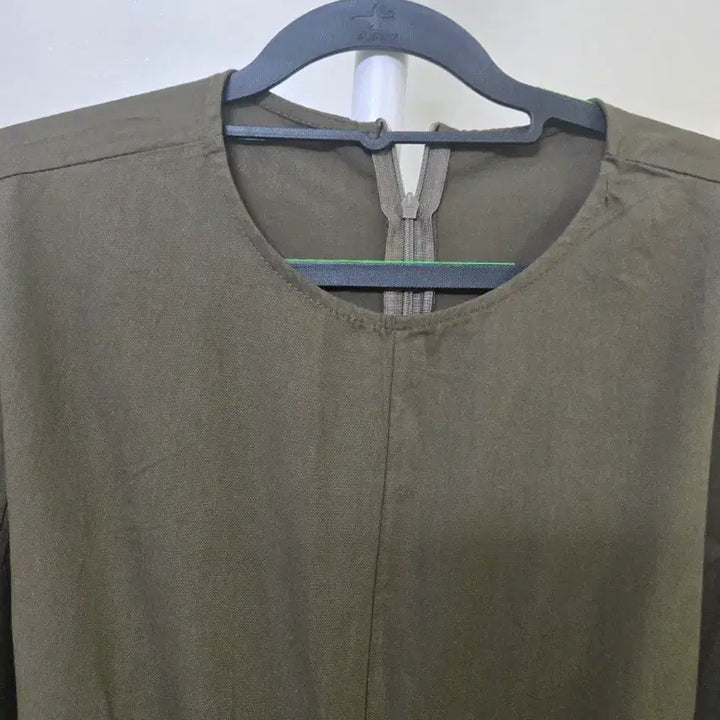 [BUNJANG] Khaki Waist Tie Long Dress / 카키색 허리 묶음 롱 원피스