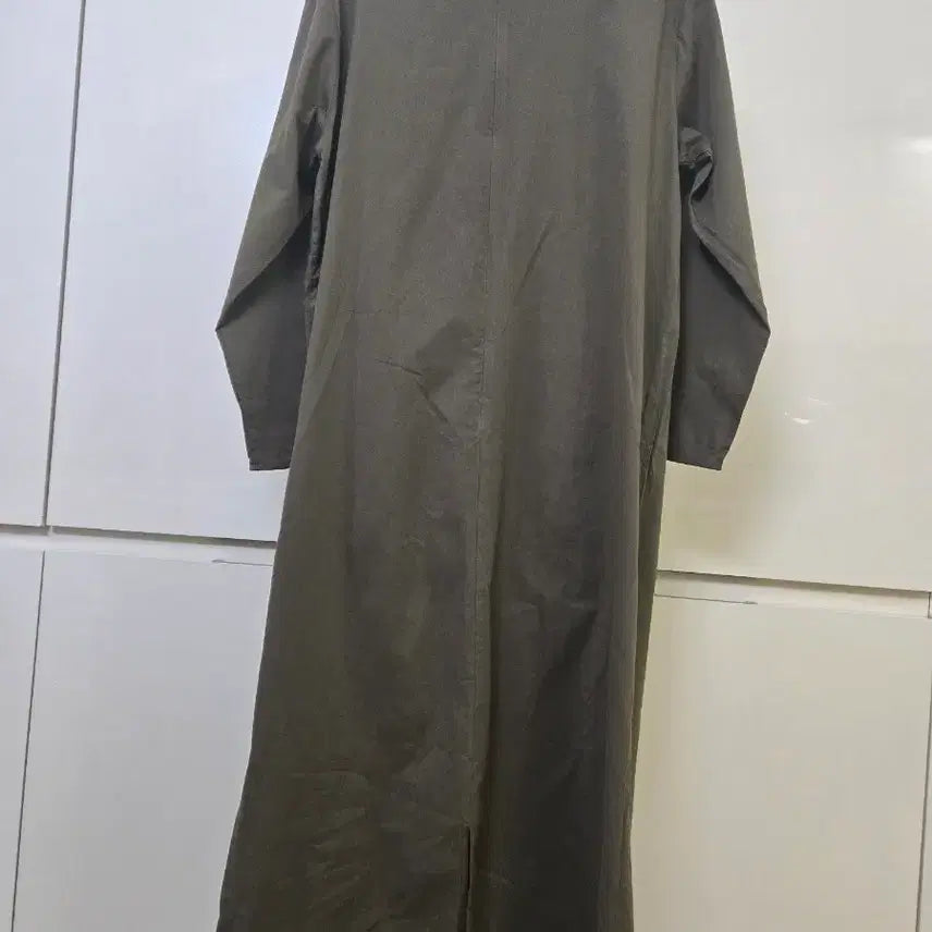 [BUNJANG] Khaki Waist Tie Long Dress / 카키색 허리 묶음 롱 원피스