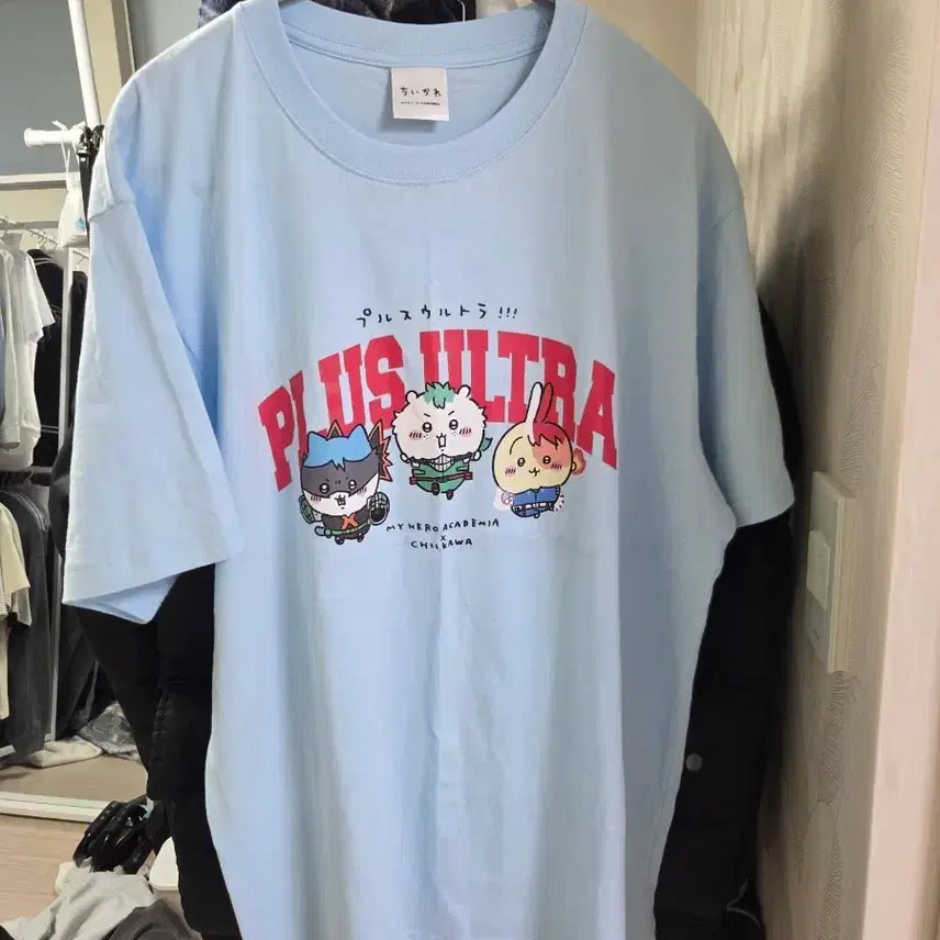 [SOLD OUT] 나의 히어로 아카데미아 나히아 치이카와 콜라보 티셔츠 하늘색