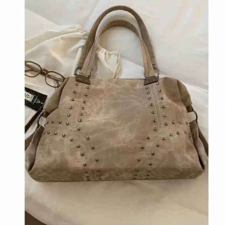 [BUNJANG] Studded Beige Tote Bag / 새상품) 스터드 토트백 숄더백 베이지