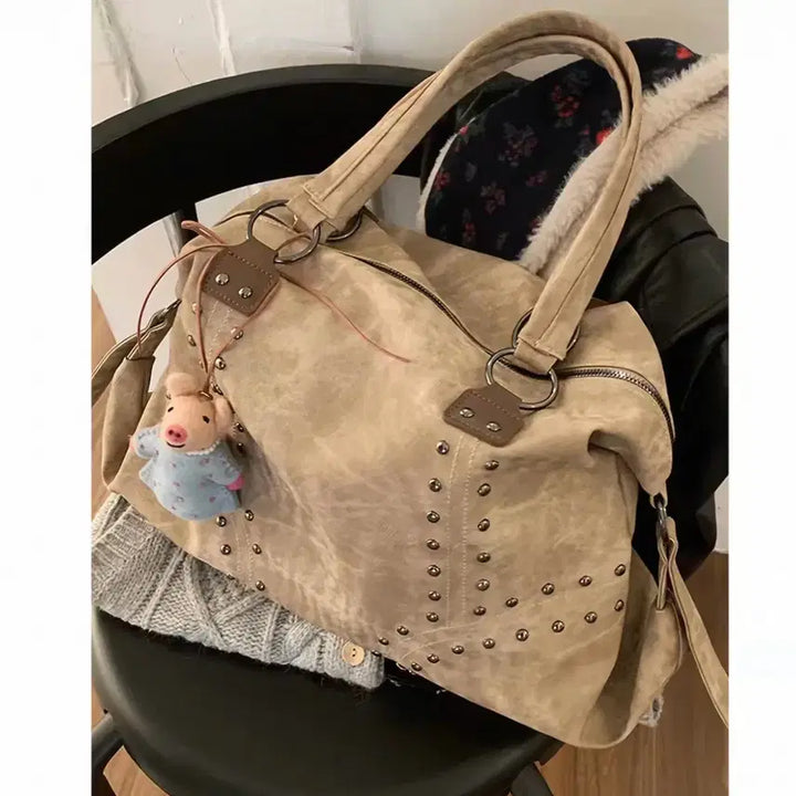 [BUNJANG] Studded Beige Tote Bag / 새상품) 스터드 토트백 숄더백 베이지