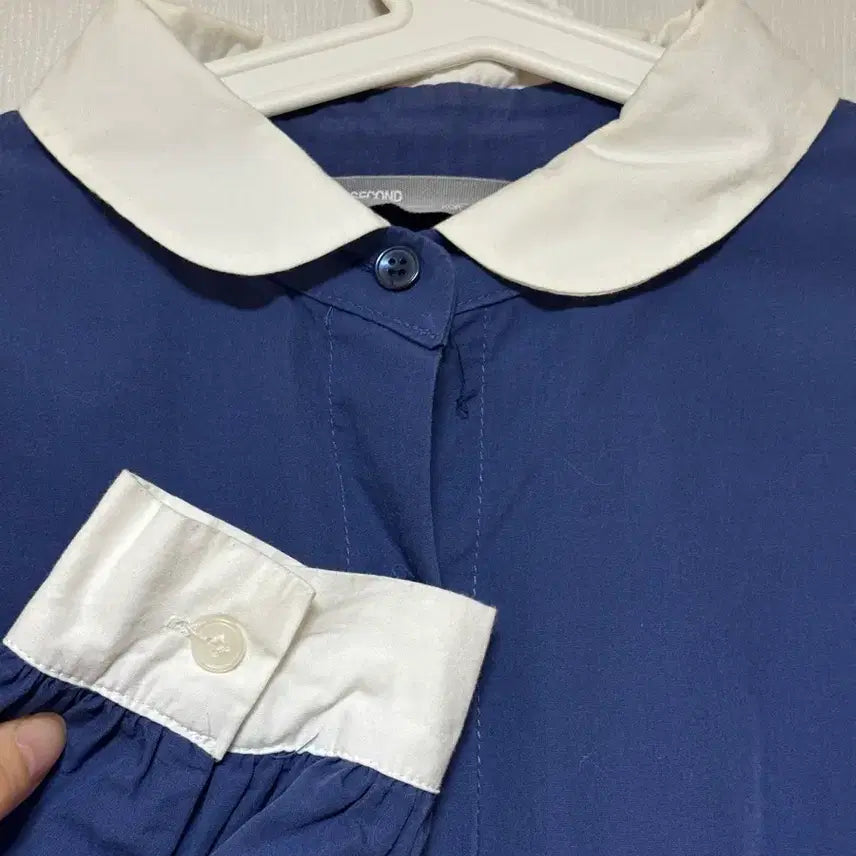 [BUNJANG] Blue Round Collar Long Dress / 블루 라운드 카라 롱원피스
