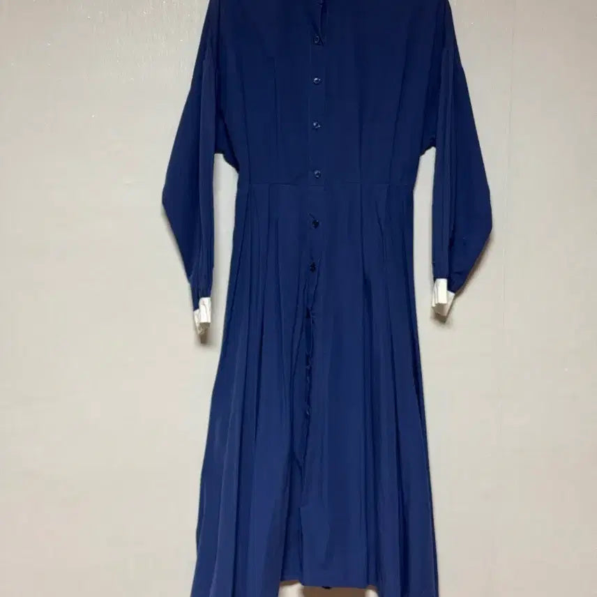 [BUNJANG] Blue Round Collar Long Dress / 블루 라운드 카라 롱원피스