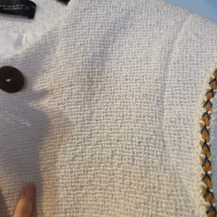 [BUNJANG] Zara Ivory Tweed Cropped Jacket / 자라 아이보리 트위드 크롭 자켓