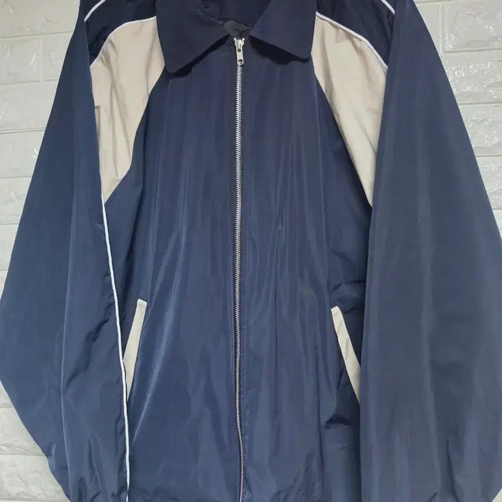 [BUNJANG] Slow Record House Piping Line Windbreaker Navy / 슬로우 레코드 하우스 파이핑 라인 윈드 브레이커_네이비(애장품)