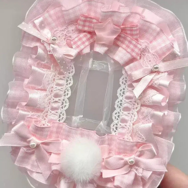 [BUNJANG] Handmade Pink Lace Toploader Photocard Holder / 핑크 레이스 탑꾸 탑로더 꾸미기 핸드메이드 포카홀더