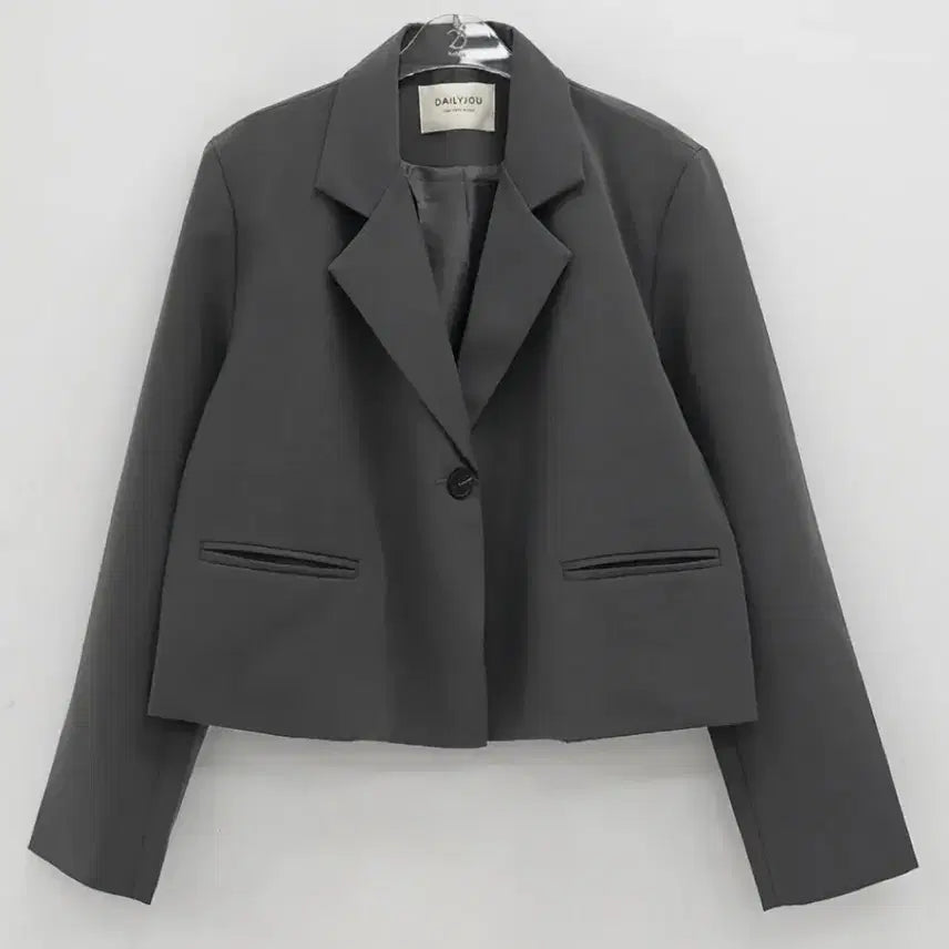 [BUNJANG] Daily Jue Semi Crop Jacket Charcoal / 데일리쥬 세미크롭자켓 차콜