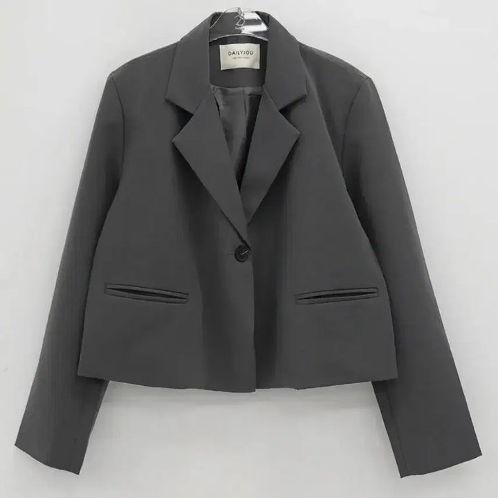 [BUNJANG] Daily Jue Semi Crop Jacket Charcoal / 데일리쥬 세미크롭자켓 차콜